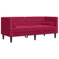 vidaXL Dvivietė chesterfield sofa su pagalvėlėmis, raudona, aksomas