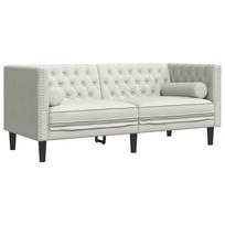 vidaXL Dvivietė chesterfield sofa su pagalvėlėmis, kreminė, aksomas