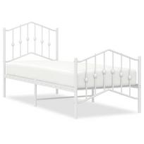 vidaXL Lovos rėmas su galvūgaliu/kojūgaliu, baltas, 75x190cm, metalas