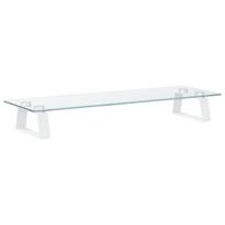 vidaXL Monitoriaus stovas, baltas, 60x20x8cm, stiklas ir metalas