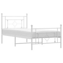 vidaXL Lovos rėmas su galvūgaliu/kojūgaliu, baltas, 100x190cm, metalas