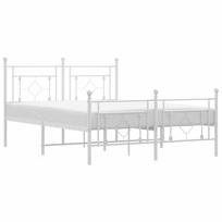 vidaXL Lovos rėmas su galvūgaliu/kojūgaliu, baltas, 135x190cm, metalas