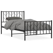 vidaXL Lovos rėmas su galvūgaliu/kojūgaliu, juodas, 100x190cm, metalas