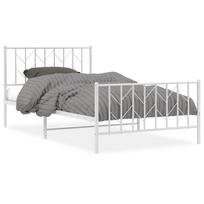 vidaXL Lovos rėmas su galvūgaliu/kojūgaliu, baltas, 107x203cm, metalas
