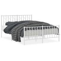 vidaXL Lovos rėmas su galvūgaliu/kojūgaliu, baltas, 135x190cm, metalas