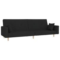 vidaXL Dvivietė sofa-lova su dvejomis pagalvėmis, juoda, audinys