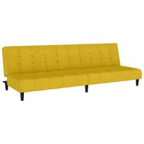 vidaXL Dvivietė sofa-lova, geltonos spalvos, aksomas