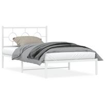 vidaXL Metalinis lovos rėmas su galvūgaliu, baltos spalvos, 107x203cm