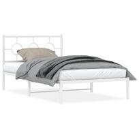 vidaXL Lovos rėmas su galvūgaliu/kojūgaliu, baltas, 107x203cm, metalas