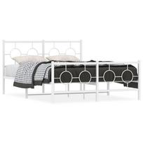 vidaXL Lovos rėmas su galvūgaliu/kojūgaliu, baltas, 135x190cm, metalas