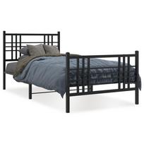 vidaXL Lovos rėmas su galvūgaliu/kojūgaliu, juodas, 90x190cm, metalas