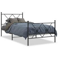 vidaXL Lovos rėmas su galvūgaliu/kojūgaliu, juodas, 90x190cm, metalas