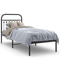 vidaXL Metalinis lovos rėmas su galvūgaliu, juodos spalvos, 75x190cm