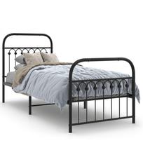 vidaXL Lovos rėmas su galvūgaliu/kojūgaliu, juodas, 75x190cm, metalas