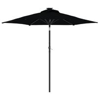 vidaXL Skėtis nuo saulės su plieniniu stulpu, juodos, 225x225x212cm