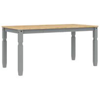 vidaXL Valgomojo stalas Corona, pilkas, 160x80x75cm, pušies masyvas