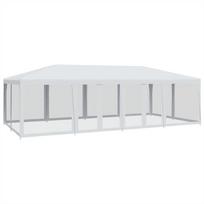 vidaXL Proginė palapinė su 12 tinklinėmis sienomis, balta, 8x4m, HDPE
