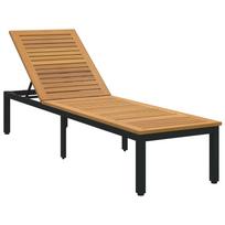 vidaXL Saulės gultas Juoda 200 x 55 x 35 cm Kietos akacijos mediena
