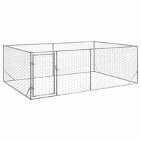 vidaXL Lauko šunų voljeras su durelėmis, 3x2x1 m, cinkuotas plienas