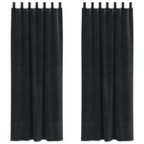 vidaXL Užuolaidos 2 vnt. Juoda 140 x 245 cm Aksomas