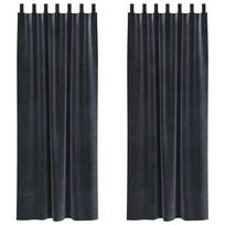 vidaXL Užuolaidos 2 vnt. Tamsiai pilka 140 x 225 cm Aksomas