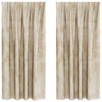 vidaXL Aksominio tipo užuolaidos 2 vnt. Kreminė 175 x 140 cm Aksomas
