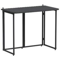 vidaXL Sulankstomas sodo stalas, juodas, 90x51x75 cm, poliratanas