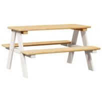vidaXL vaikiškas stalas su suolais "IRUN" Baltas 90x79,5x50cm