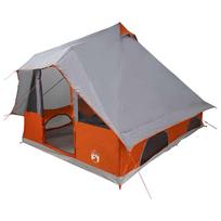 vidaXL Tipi palapinė 8 asmeniui Pilka ir oranžinė tafta