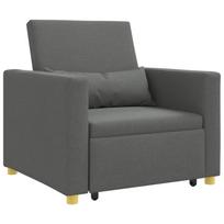 vidaXL Ištraukiamas sofa-lova vienvietis su ratu Tamsiai pilka audinys