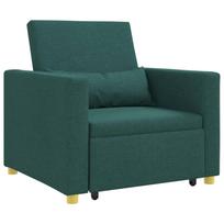 vidaXL Ištraukiamas sofa-lova vienvietis su ratu Tamsiai žalia audinys