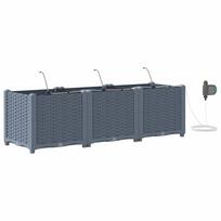 vidaXL Sodo vazonas 3 vnt. Šviesiai pilka 120 x 40 x 37,5 cm PP