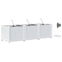 vidaXL Sodo vazonas 3 vnt. Balta 120 x 40 x 37,5 cm PP