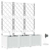 vidaXL Sodo vazonas 3 vnt. Balta 120 x 40 x 142 cm PP