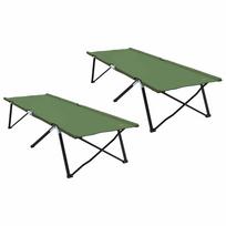 vidaXL Sulankstoma Kempingo Lova 2 vnt. Žalia 206 x 76 x 74 cm