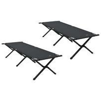 vidaXL Sulankstoma Kempingo Lova 2 vnt. Juoda 193 x 69 x 45 cm