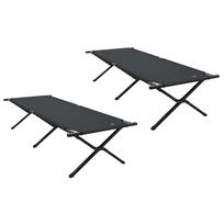 vidaXL Sulankstoma Kempingo Lova 2 vnt. Juoda 210 x 80 x 46 cm
