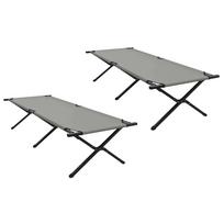 vidaXL Sulankstoma Kempingo Lova 2 vnt. Pilka 210 x 80 x 46 cm