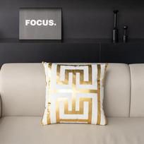 2pcs 45*45cm Nordic Luxury Hot Stamping Pillowcases Gold Patterned Short Plush Pillowslip White and Black Square Pillow Cover No pillow core 2pcs gray