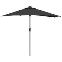 vidaXL Sodo skėtis Juoda 294 x 150 x 223 cm Poliesteris ir plienas