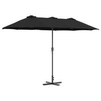 vidaXL Sodo skėtis 370 x 197 x 239 cm Poliesteris ir aliuminis Juoda