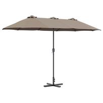 vidaXL Sodo skėtis 370 x 197 x 239 cm Poliesteris ir aliuminis Taupe