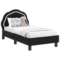vidaXL Vaikiška Lovo Rėmas su Galvūgaliu Juoda 70 x 140 cm Aksomas