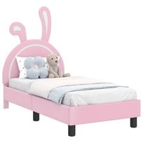 vidaXL Vaikiška Lovo Rėmas su Galvūgaliu Rožinė 70 x 140 cm PU
