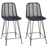 vidaXL Baro Kėdė 2 vnt. Juoda 44,5 x 54,5 x 97,5 cm Ratanas ir Geležis