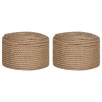 vidaXL Juto virvė 2 vnt. 2 mm 100 m Natūrali 100% Tossa jutas