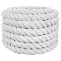 vidaXL Medvilninė virvė 36 mm 10 m Balta 100% Medvilnė