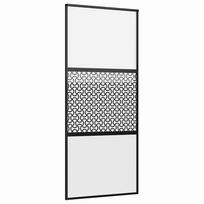 vidaXL Stiklinės durys 90 x 2 x 205 cm Aliuminis Juoda