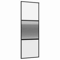 vidaXL Stiklinės durys 76 x 2 x 205 cm Aliuminis Juoda