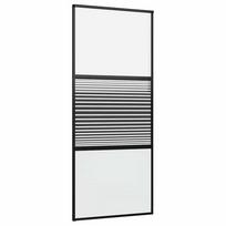 vidaXL Stiklinės durys 90 x 2 x 205 cm Aliuminis Juoda